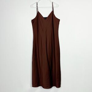 NEW All Saints Hera Midi Dress Womens Size Large Brown Sleeveless NWOT